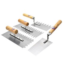 나무 손잡이 석고 흙손 톱니 마무리 강철 블레이드 타일 도구, 6
