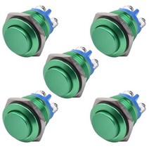 푸쉬버튼스위치 누름버튼스위치 APIELE-16mm 순간 푸시 버튼 스위치 하이 라운드 커버 방수 스테인레스 스, 03 green_01 16mm_01 5PCS