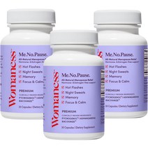 Womaness Me.No.Pause. - 안면 홍조 야간 땀 질 건조 기억력 및 기분 폐경기 지원 - 여성용 폐경기 완화, 한개옵션1, 01 30 Count (Pack of 3)