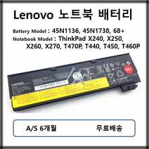 45N1136 45N1738 레노버 노트북 배터리 X260 X270 T440 68+