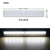 610 led pir led 모션 센서 빛 찬장 옷장 침대 램프 led 캐비닛 야간, 10 led 쿨 화이트