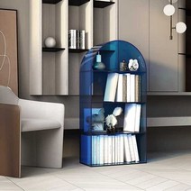 아크릴 책장 서재 책수납함 전면 미니 만화책 수납함, 딥블루 4단