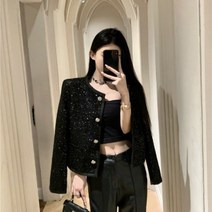 스팽글 노카라 자켓 아우터 여성 숏자켓