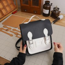 백팩 가죽 가방만들기 가죽 공예키트 diy 퀼트 수제 핸드메이드 키트 세트 취미, 블랙화이트