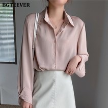 마이네임이즈 파운더스 블라우스 BGTEEVER-사무실 스트라이프 여성 탑스 긴 소매 셔츠 봄 Mujer