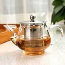 티팟 차 주전자 도자기 유리 400ml 수제 필터 내열 주입기 스테인레스 스틸, 01