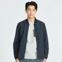 지센옴므 남성용 체크 패턴 블루종 집업 점퍼 MSJPL272
