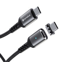 아이엠듀 C타입 마그네틱 자석 고속 충전케이블 100W 150cm, 1개, 블랙