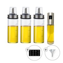 내열유리 300ml 오일병3P + 무연유리 100ml 오일스프레이1P 세트, 4개입, 300ml/100ml