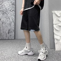 반바지 남자 여름 반바지 와이드 트레이닝 바지 캐주얼 니트 5부 팬츠