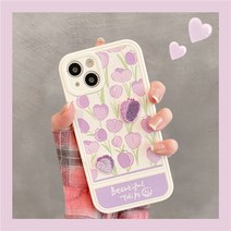 아이폰14 프로 케이스 튤립 귀여운 캐릭터 자수 울금향 꽃 여성용 실리콘 케이스 호환 아이폰XS/11/12/13/14 프로맥스SJ-2156