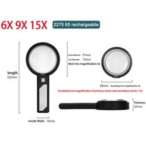 라이트 돋보기 5 10 15 핸드 헬드 8 Led 조명 광학 렌즈 조명 읽기 수리, 2275 65 rechargeable