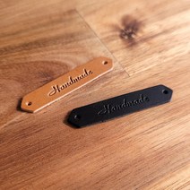 천연가죽 핸드메이드 육각형 라벨 55 x 10 mm 5개입 이태리 베지터블 통가죽, 브라운 5개입