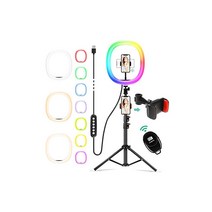 Chesbung 12인치 RGB 셀필링 LED 라이트 조절 가능한 삼각대 스탠드 포함 블루투스 리모트 셔터 & 전화 홀더 YouTube 메이크업 라이브스트림 셀카 사진용 14가지, 상세페이지 참조, 상세페이지 참조