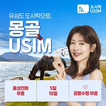 몽골유심 데이터 유심칩 현지통화 통화 무료 도시락유심 공항수령, {김해공항}, 최소출국 2일전 구매, (3GB 5일 Unitel)