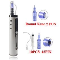 모발 성장을 위한 메조테라피 건 주입 더마 펜 바이탈 산 인젝터 마이크로니들 메소 피부 재생 자동 더마펜, [22] 3rd white 10pcs42pin