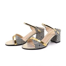 사일런트힐 7cm 캐주얼 여성구두 여름샌들 미들힐 체크 슬리퍼