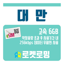 로켓로밍 대만 6GB TR-eSIM (소진시 256kbps 무제한데이터), 30일