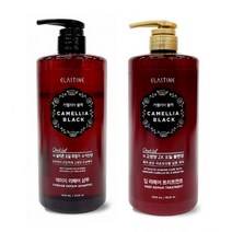대용량 엘라스틴 카멜리아 블랙 샴푸/린스 1000ml x 2개 *제주동백오일함유, 샴푸1개+트리트먼트1개