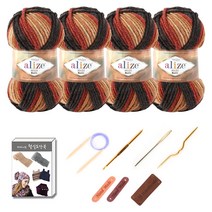 마마니트 맥시 목도리털실 4p DIY 세트, 7784 브라운혼합, 1세트