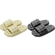 리빙공감 푹신 퀄팅 커플 욕실화 실내화 2종세트, 라임+그레이, 2