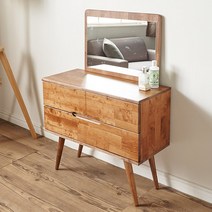 노하우 코미 고무나무원목 거울 화장대, 네추럴