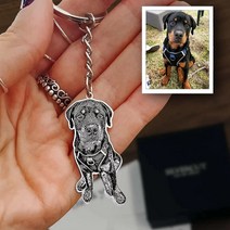 맞춤형 애완 동물 사진 키 체인 고양이 강아지 초상화 열쇠 고리 뒷면에 새겨진 이름 애호가 위한 기념 선, 01 Silver Color
