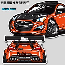 젠쿱 풀튜닝 캐릭터세트 스티커 /제네시스쿠페스티커, 색상:블랙|원단:일반원단, 단품