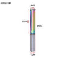 3.75mm 4mm 6mm 2 강아지 애견의 플루트 슬롯 목재 CNC 조각 카바이드 엔드밀 용 코팅 밀링 커터 0 강아지, 4x4x22x45 Colorful