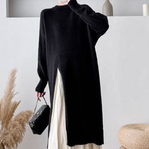 옆트임 여자 롱니트 티셔츠 데일리 회사원 캐주얼 888EA