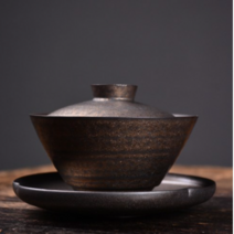 Ogfaour [다도 다구 다기] 핸드메이드 유금 요변 공도배 숙우, K.납작한 둥근 뚜껑 볼