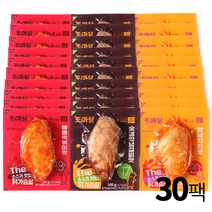 [닭가공품] 조아닭 THE 소스가 맛있는 닭가슴살 3종 혼합 100g 30팩(숫불양념갈비맛10팩+매콤떡볶이맛10팩+양념치킨맛10팩)