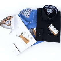 [레디핏] 레트로 스판 하얀색 파란색 검정색 긴팔 와이셔츠_RF1174_6