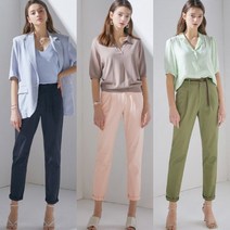 WOW374 SHOP 하체 군살커버 S/S 편안한 여성밴딩면바지 3종세트 (네이비+카키+핑크 3컬러 3장)