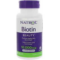 Natrol 나트롤 비오틴 뷰티 10000mcg 100 타블릿, 1개, 기본