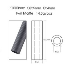 저무리 호환제품 탄소 섬유 튜브 파이프 1 개 길이 1000MM 직경 100CM 4mm 5mm 6mm 7mm 8mm 9mm RC 모델 비행기 드론 액세서리, 12 5x4 Twill Matte