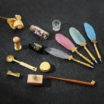 매드스탬프 캘리그라피 깃털펜 + 실링왁스 세트 NFP10-4, 피칵, 1세트