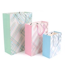 사선 체크 쇼핑백 투명창 종이백 선물 포장 당근마켓 중고나라 거래 매장 가게 상품 봉투, 색상/사이즈, 대 - 퍼플