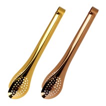 (리뉴얼)유광 티타늄 타공집게(골드/브론즈골드) 요리집게 주방집게 빵집게 서빙집게 베이커리집게, 골드