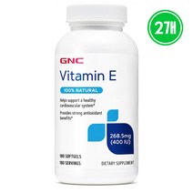 2개 GNC 비타민 E 400IU 268mg 토코페롤 180캡슐, 2팩, 180정