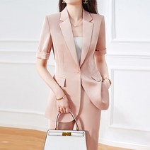 바이스타 여자 여름 얇은 패션 캐주얼 직업 핑크슈트