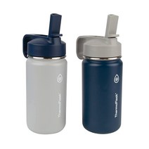 ThermoFlask 이중벽 진공 단열 스테인리스 스틸 물병 2팩 414ml(14온스) 하버 그레이/데님