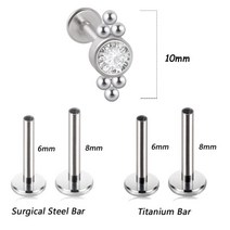 실리콘 투명 셀프 피어싱 소독 사이트 1PC G23 티타늄 강철 16G CZ 보석 초승달, 1.2x8mm 철근, U형
