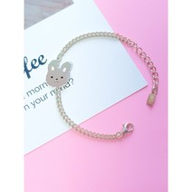 미아방지 은 팔찌 토끼, Free사이즈 13cm+꼬리체인3cm