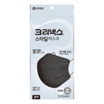 크리넥스 블랙 국산 덴탈마스크 대형 3매x1팩 귀안아픈 귀편한 일회용 비말 칼라 마스크