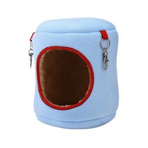 우드햄퍼 나무 빨래 세탁 바구니 햄스터 케이지 집 원통형 둥지 귀여운 해먹 코튼 침대 작은 애완 동, 05 Blue   L