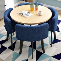 테이블 의자 세트 원형테이블 공간활용 디자인 원목 식탁의자 세트, 24 드릴 블루