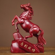 개업 공예 기념 나무 말 선물 승진 장식품 적토마 조각 조각상 집들이 축하 트로이 풍수 행운 홈 회사 흑마, AZ.정밀붉은꽃배일마당선-길이20cm