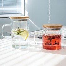 마린글라스 내열유리 뚜껑필터 머그컵, 500ml 2P