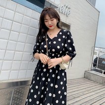 수입 여성 봄 가을 도트 땡땡이 빅사이즈 원피스 간절기 여름 휴양지 바캉스 77 통통 88
